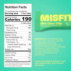 Misfits Vegan Protein Bars - Mint Chocolate Chip | Nutrition Bars - 15g Protein, 1g Sugar, Plant-based, Low Carb, Non-GMO, Gluten Free Snacks | Pack of 12