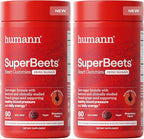 Humann SuperBeets Heart Gummies - Beet Gummy with Heart-Healthy Energy Support, Grape Seed Extract & Beetroot Powder, Zero Sugar - Strawberry Flavor, 120 Count