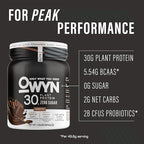 Owyn Only What You Need Pro Elite High Protein Powder, 30g Vegan Protein for Workout Recovery, Delicious Smooth Taste, Zero Sugar, Low Net Carbs, Chocolate, 12 Servings (1.32 LB)