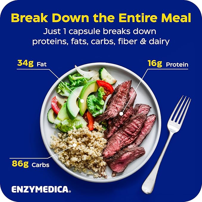 Enzymedica Digest Gold + ATPro, Maximum Strength Enzyme Formula, Prevents Bloating and Gas, 14 Key Enzymes Including Amylase, Protease, Lipase and Lactase, 240 Capsules