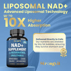 StrongVit NAD Resveratrol Supplement for Women & Men. Support Cellular Health, Energy + Healthy Aging. High Potency Blend, Plus Third-Party Lab Tested in USA (60 Capsules)