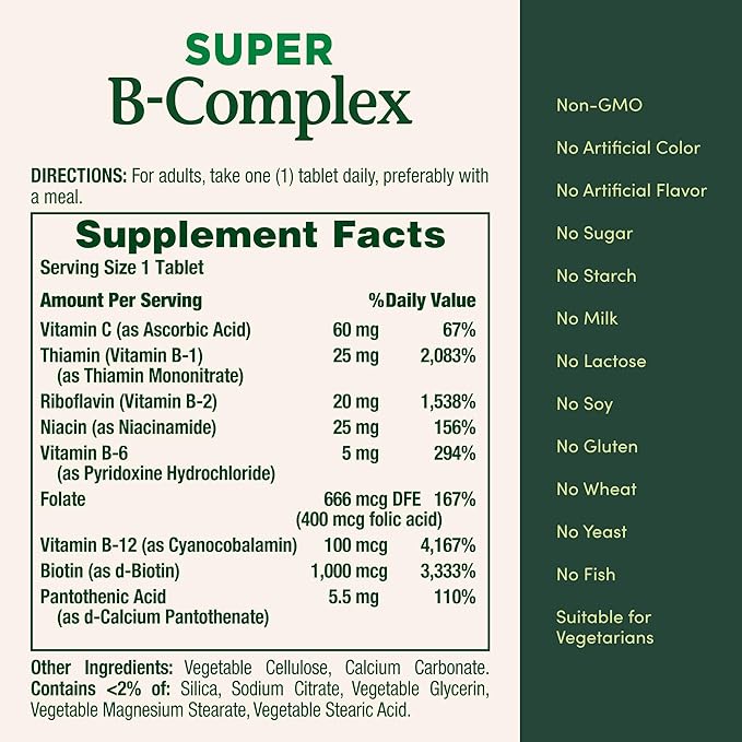Nature's Bounty Super B Complex Vitamins with Vitamin C & Folic Acid,Vitamins for Immune & Cellular Energy Support,150 Tablets,(Pack of 3)
