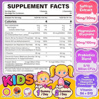 Happy Saffron Gummies for Kids Teen, Organic Saffron + Magnesium Glycinate Supplement with Probiotics, L-Theanine, Chamomile, D3, B6, B12 for Children's Focus & Mood, Calm, Sleep, Sugar Free, 120 Cts