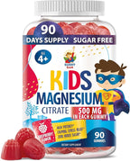 Sugar-Free Magnesium Gummies for Kids & Teens – 500mg Magnesium Citrate – Chewable Supplement for Calm, Mood & Nighttime Wind-Down – 90-Day Supply