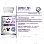 MAAC10 - Trans Resveratrol 500mg 3-Pack (Micronized Pharmaceutical Grade 99% Pure Trans-Resveratrol Extract + BioPerine for Superior Absorption).