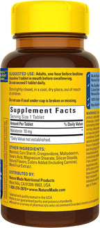 Nature Made Melatonin 10mg Fast Dissolve, Maximum Strength Nighttime Sleep Aid for Adults, 100% Drug-Free, 45 Tablets