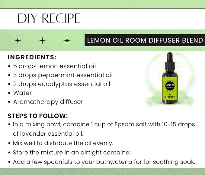 Earth N Pure Lemon Essential Oil for Revitalizing Care for Face, Scalp & Skin | 50 ML