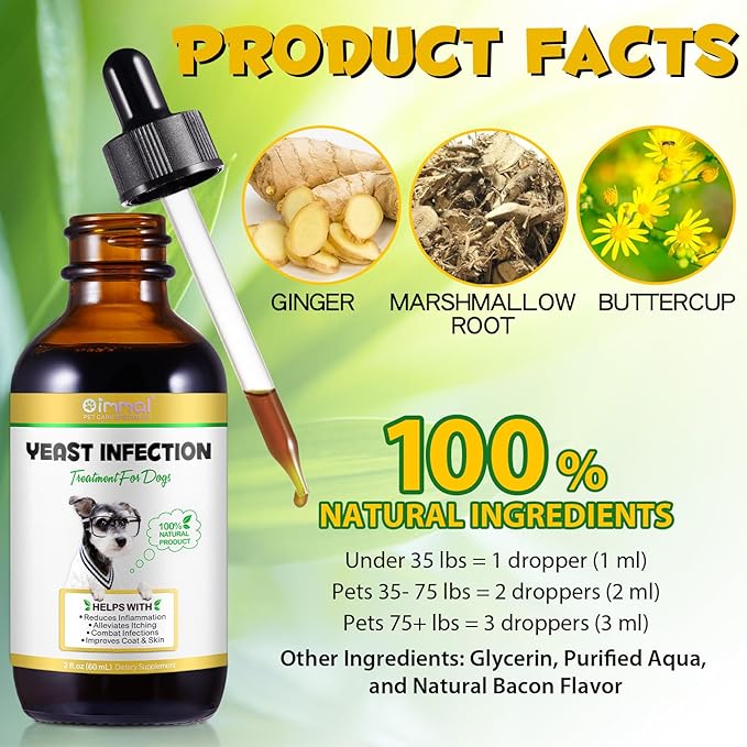 Yeast Infection Treatment for Dogs, Naturally Supports Dog Healthy Itch Relief, Ear Infection Treatment, Dogs Allergy Relief, Inflammation Relief & More (1pcs)