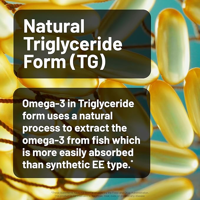 NatureWise Ultra Omega 3 Fish Oil 2200 mg – 1300 mg Omega-3 - Triglyceride Form - Lemon Flavor - Wild-Caught Fish Oil + EPA & DHA - Burpless, Non-GMO - 60 Softgels[1-Month Supply]