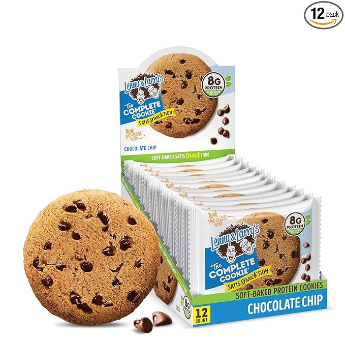 Lenny & Larry's Complete Protein Cookie, [Chocolate Chip], Chewy Soft Baked, 8g Plant Protein, Vegan, Non-GMO, High Fiber, [2 Ounce] Cookie (Pack of 12)