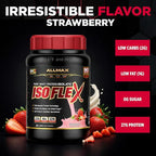 ALLMAX ISOFLEX Pure Whey Isolate Protein Powder - Gluten Free, Low Lactose, Sugar-Free - High-Protein, Clean, Keto-Friendly, Pre Post Workout Supplement for Women and Men | Strawberry, 2lb