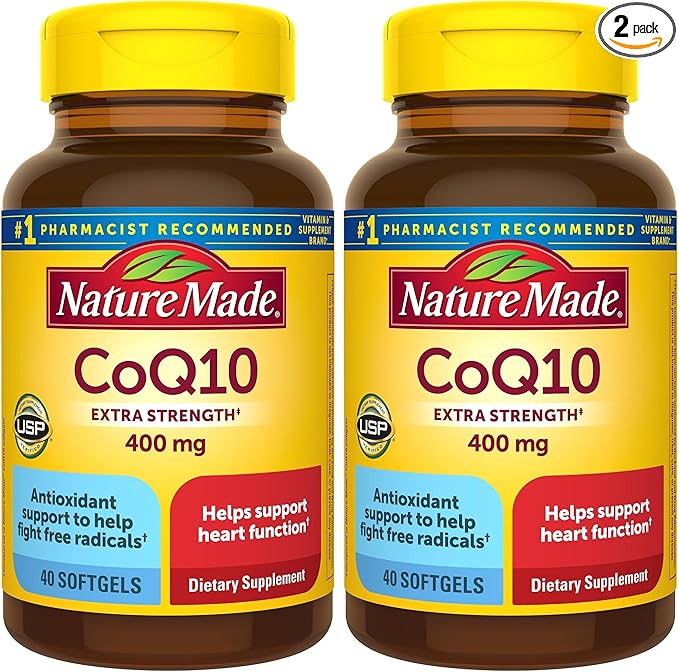 Nature Made CoQ10 400mg Softgels,Dietary Supplement for Heart Health Support,40 Day Supply,40 Count (Pack of 2)