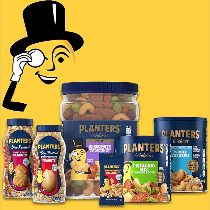 PLANTERS Lightly Salted Cashews, Cashew Halves & Pieces, Plant-Based Protein, 8 Oz Canister, Great Party Snack (Pack of 2)