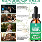 Saffron Supplements Liquid Drops- 88.5mg Pure Saffron Extract for Stress Relief & Calm Mood Support丨Advance 8-in-1 liquid Saffron w. Ashwagandha & Rhodiola Rosea, Fast Absorption Than Saffron Gummies