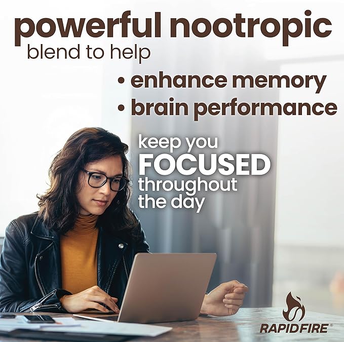 Rapidfire Smart-Brew Nootropics Coffee Pods - High Performance Infused Concentrate, Supports Energy and Brain Function, 16 Count
