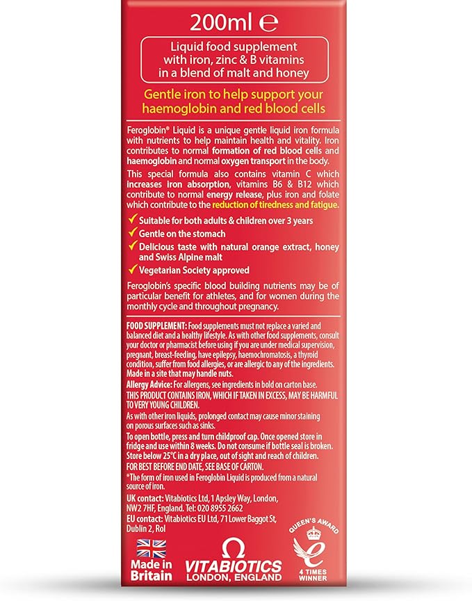 Feroglobin Gentle Iron and Nutrient Liquid - Reduce Tiredness and Fatigue | Maintain Health and Vitality | Natural Iron Source
