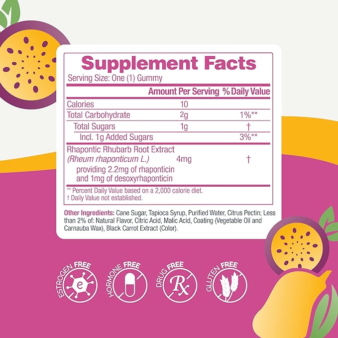 Estroven® Complete Menopause Relief Gummies for Women Mango Passionfruit Flavor, 30 Count, Hormone Free and Drug Free Daily Supplement for Hot Flashes and Night Sweats