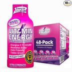 Vitamin Energy Mood+ Extra Strength Energy Shot Tropical Berry 48 Pack, 260mg Natural Caffeine, B-Vitamins, Rhodiola, Chamomile, Mood & Energy Support, Zero Sugar, Gluten-Free, Vegan, 1.93 fl oz