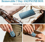 Betife AM PM Pill Organizer 7 Day, Weekly Pill Organizer 2 Times a Day, Daily Pill Box AM PM, Portable Travel Medicine Case, Day Night Pill Container for Medication, Vitamin or Supplement（Ocean Blue）