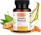 Vitality Rescue Omega 3 with Turmeric Curcumin Supplement, Fish Oil DHA EPA with BioPerine & CurcuWin 46X Absorption, Supports Joint, Muscle, Heart & Brain Health, 30 Capsules