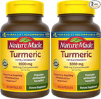 Nature Made Extra Strength Turmeric Curcumin with Black Pepper,1000mg Turmeric Extract per Serving (Standardized to 95% Curcuminoids),Supports Healthy Inflammation Response,60 Capsules,(Pack of 2)