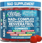Youth Bloom NAD+ Supplement Gummies Resveratrol Fisetin Wheat Germ Berberine Taurine Turmeric Collagen Astaxanthin Nicotinamide Gotu Kola Pomegranate Vitamin C & E 60 Ct by Clean Nutra