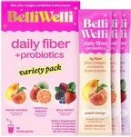 Belli Welli Fiber Supplement, Probiotics Fiber Powder Travel Pack for Women with Collagen & Electrolytes for Daily Gut Health & Debloating, Variety Pack, 10 Packets