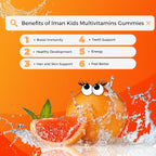Halal Kids Multivitamin Gummies | Vitamin C, D, Zinc, A, E, B6, B12, Biotin, Folate, Inositol | Strengthen Metabolism, Bones & Immunity | Vegetarian | Gluten Free | 90 Count