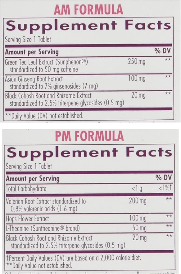 Enzymatic Therapy AM/PM Menopause Hormone-Free Formula Daytime Energy & Restful Sleep,60 Count (Pack of 2)