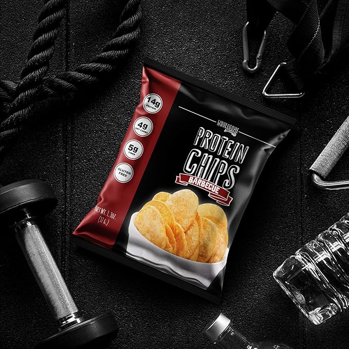Protein Chips, 14g Protein, 3g-4g Net Carbs, Gluten Free, Keto Snacks, Low Carb Snacks, Protein Crisps, Keto-Friendly, Made in USA (Barbecue, 1 Pack)