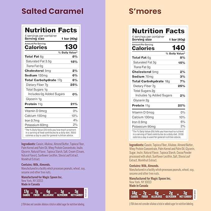 Magic Spoon Treats - 16 High Protein Bars: 8 Salted Caramel & 8 Smores - High Protein Gluten Free Snack - Sugar & Gluten Free Protein Cereal Bar - Low Carb, Keto Friendly - Healthy Snacks