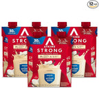 Atkins Strong High Protein Shake, Vanilla Flavored, 30g Protein, Low Carb and Low Sugar Shake, Keto Friendly, Gluten Free, Muscle and Gut Health Support Complex, 12 Count