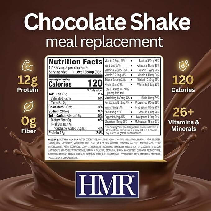 HMR 120 Chocolate Shake & 120 Vanilla Shake Meal Replacement Powder Twin Pack, 12g Protein, 120 Cal, 2 Canisters of 12 Servings Each (Van/Choc)