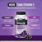 Airborne Elderberry + Zinc & Vitamin C Gummies for Adults,Immune Support with Antioxidants Vitamins C,D & E,Elderberry Flavor,130 Count (Pack of 2)