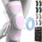 NEENCA Professional Knee Brace for Pain Relief, Medical Knee Support with Patella Pad & Side Stabilizers, Compression Knee Sleeve for Meniscus Tear, ACL, Joint Pain, Runner, Workout (Pink White, L)