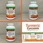 Turmeric Curcumin Supplement 2600mg | Organic Turmeric Powder - 95% Curcuminoids, 200 Capsules - Extra Strength for Joint Support with Black Pepper - High Absorption, BioPerine Extract, Vegan Pills