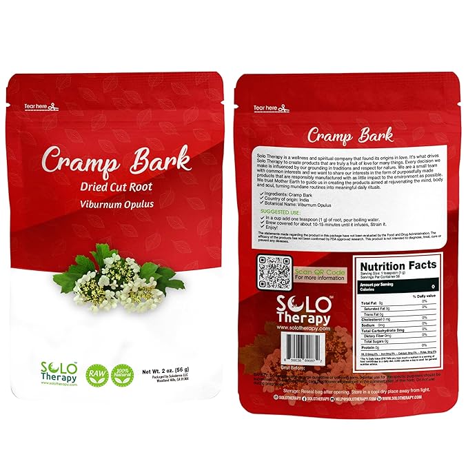 Cramp Bark Tea - 56 grams - Cut and Sifted - Viburnum Opulus L Resealable Bag - 56 grams - Premium Quality (Cramp Bark)