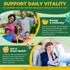 Organic Super Greens Daily Superfood Gummies + Probiotics, Spirulina, Chlorella Spinach Broccoli, Prebiotic Fiber, Mushroom -Rich in Vitamins & Antioxidants - Digestive, Focus, Energy, No Sugar, 60Cts