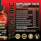 9in1 Liquid Turmeric Curcumin with Ginger, Berberine, Ceylon, Garlic, Black Pepper for Joint Support - 2FL Oz - 60 Servings