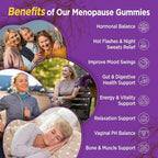 Menopause Supplements for Women Gummies, Hot Flashes & Night Sweats Support, Menopause Relief with Black Cohosh, Chasteberry & Probiotics, Sugar Free, Vegan, Grape Flavor, 60 Count