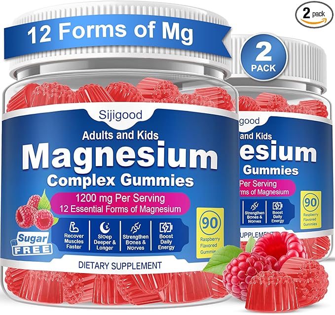 180 Count | Magnesium Complex Gummies for Women & Men, 12 Forms of Magnesium (Glycinate, Citrate& More), Magnesium Supplement with Ashwagandha – Supports Sl♡ep, Bone, Energy, Raspberry Flavor
