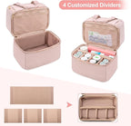 Damero Double Layers Pill Bottle Organizer Empty, Lockable Medicine Storage Bag Medication Travel Bag with 4 Customized Dividers for Prescription Bottles, Medical Supplements,Misty Rose