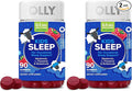OLLY Kids Sleep Gummy,Occasional Sleep Support,0.5mg Melatonin,L Theanine,Chamomile,and Lemon Balm Extracts,Childrens Chewable Supplement,Raspberry Flavor -,90 Count (Pack of 2)