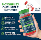 Vitamin B Complex Gummies for Adults, B Complex Vitamin Supplement for Women and Men, B Vitamins Complex Gummies for Energy and Brain Health, Natural Strawberry Flavor, 180 Count
