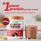 Orgain X Justin's ® Organic Vegan Nut Butter Protein Powder, Chocolate Peanut Butter- 20g Plant Protein, 1g Sugar, Gluten Free, No Dairy, Soy Ingredients, or Artificial Flavors, 1.17 lb