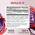 Jarrow Formulas Extra Strength Methyl B-12, Dietary Supplement for Cellular Energy Production, 100 Lemon-Flavored Chewable Tablets, Up to a 100 Day Supply, Pack of 12