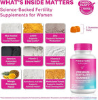 Pink Stork Premium Fertility Gummies | Fertility Supplements for Women with CoQ10, Myo-Inositol + Prenatal Vitamins | Conception Support | Hormone Balance for Women, Ovarian Care - 60 Gummies