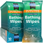 Inspire Ultra Thick Rinse-Free Bath Towels | Shower Towels - Flush-Free Wet Wipes with Aloe | Thick Strong Extra Large Towel for Adults | Body Wipes for Adults Bathing