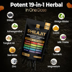 Shilajit Gummies 19 in 1 with Sea Moss, Ashwagandha, Tongkat Ali - Shilajit Pure Himalayan Organic Fulvic Acid Gummies- 90 Count