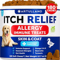 Dog Allergy Relief Chews - Itching Skin Relief for Dogs - 180 Soft Treats - Fish Oil - Omega 3 - Seasonal Allergies Pills - Skin & Coat, Anti Itch,Hot Spots Treatment - Canine Immune Health Supplement